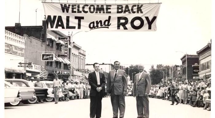 Walt, with his brother Roy Disney by his side, made their return to Marceline in 1956.