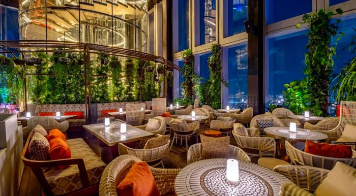 The open-air terrace of Mahanakhon Bangkok SkyBar.