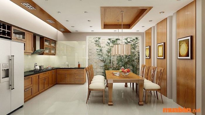 Ngôi nhà có diện tích lớn sẽ tiện lợi hơn nếu phòng bếp được tách biệt với khu vực ăn uống, tạo ra không gian thoáng đãng và rộng rãi hơn cho các hoạt động trong nhà.