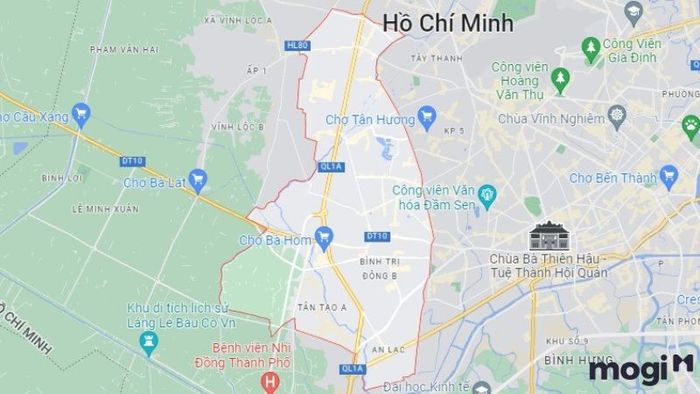 Quận Bình Tân tiếp giáp với các quận nào?