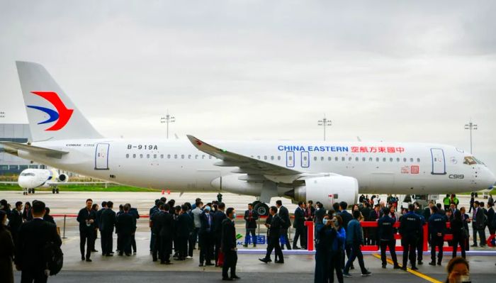 The COMAC C919, a new aircraft, has been delivered to China Eastern Airlines.