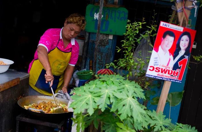 The street food culture in Bangkok is deeply rooted in the Thai tradition of enjoying several small meals throughout the day.