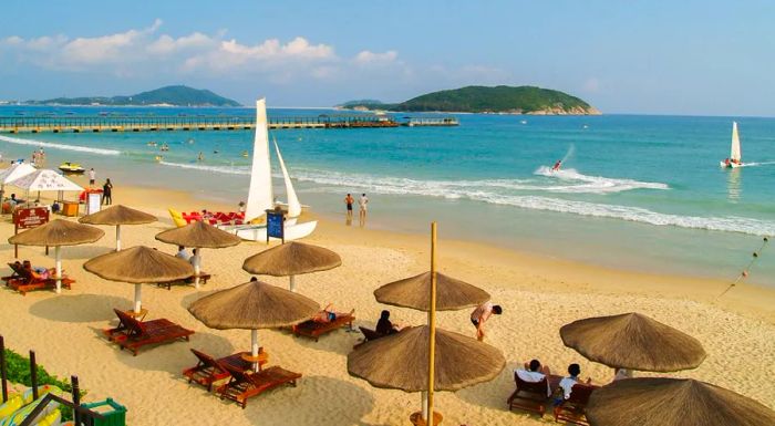 Yalong Bay, located on Hainan Island, is one of the island's renowned beaches.