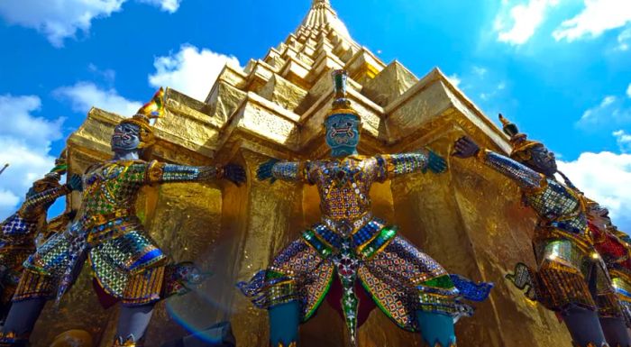 Don’t forget to grab a postcard featuring the Emerald Buddha at Wat Phra Kaew, as photography inside the temple is prohibited.