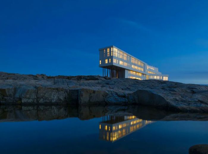 Perched on the waters of Newfoundland, Canada, Fogo Island Inn has the distinct feeling of floating above the sea.