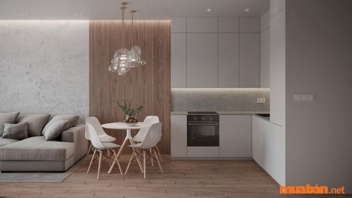 Những ngôi nhà có diện tích từ nhỏ đến trung bình thường gặp khó khăn về không gian bếp. Vì thế, tủ bếp thường được thiết kế tối giản để không chiếm quá nhiều diện tích.