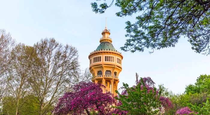 The octagonal water tower features an observation deck offering panoramic views.