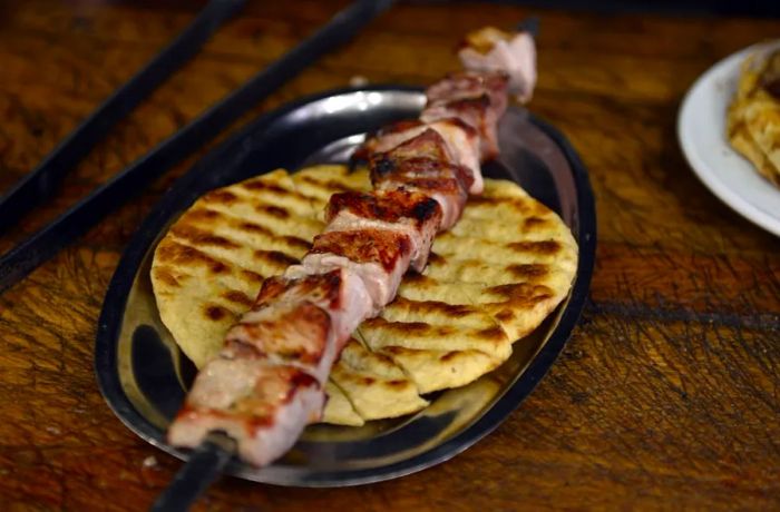 Souvlaki: a delicious, skewered treat that brings joy with every bite.