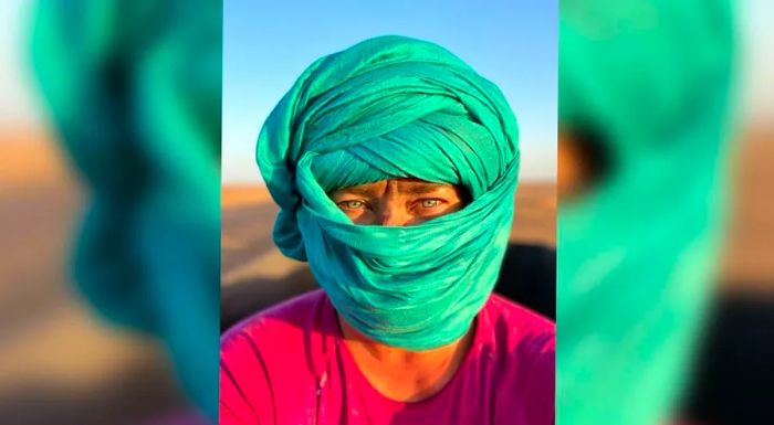 James captured this self-portrait in the vast Sahara Desert in Mauritania.