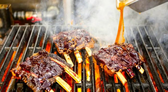 Tocabe's bison ribs glazed with blueberry barbecue sauce.