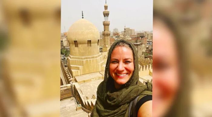 James at the Ibn Tulun mosque in Cairo. “When I write about these places, my goal is to spark curiosity in others,” she explains.