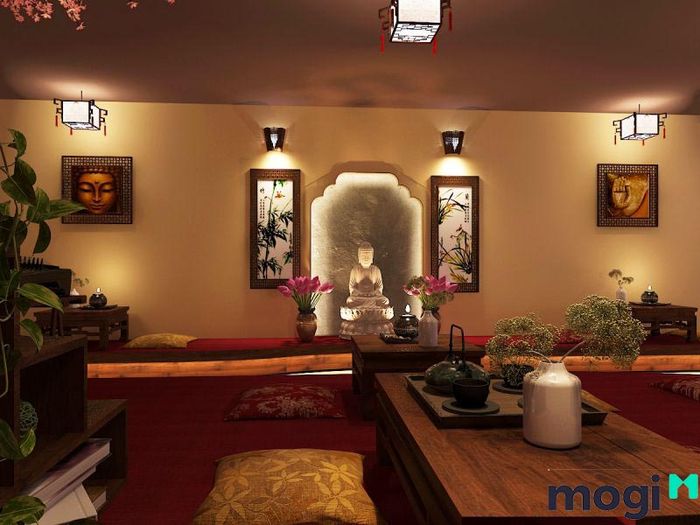 Quán cafe trà đạo Nhật Bản cần tạo ra một không gian yên tĩnh, thanh tịnh để khách hàng có thể thưởng thức trà trong một không gian thư giãn, thoải mái, giúp tâm hồn trở nên bình yên.