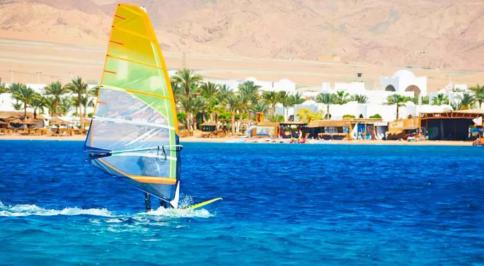 Dahab is considered the ultimate destination for windsurfing in Egypt.