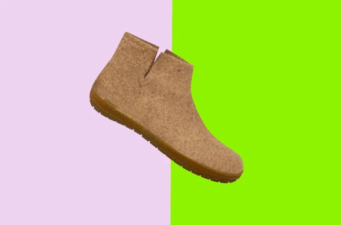 Tan wool booties