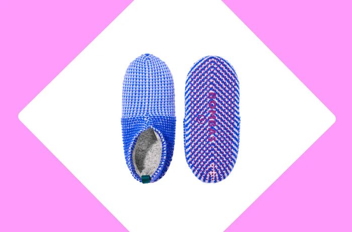 Top and Sole of Blue Bombas Slipper Socks