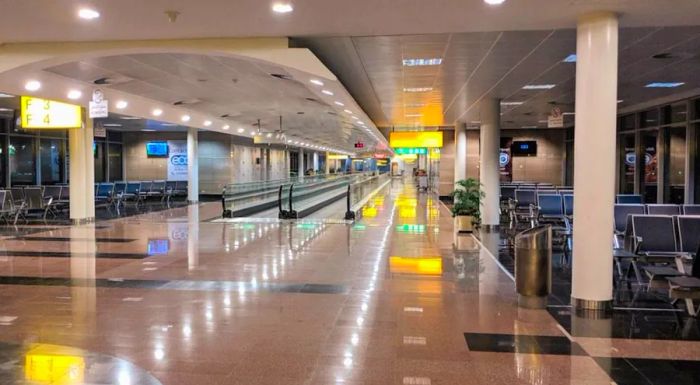 Cairo Airport was nearly deserted.