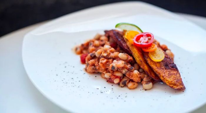 Salimatu Amabebe's beans and dodo features a delicious combination of beans and fried plantains.