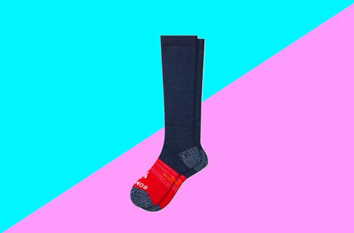 Bombas compression socks in navy and red