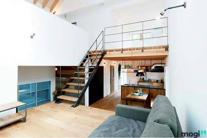 Hình ảnh cầu thang kết nối với gác xép