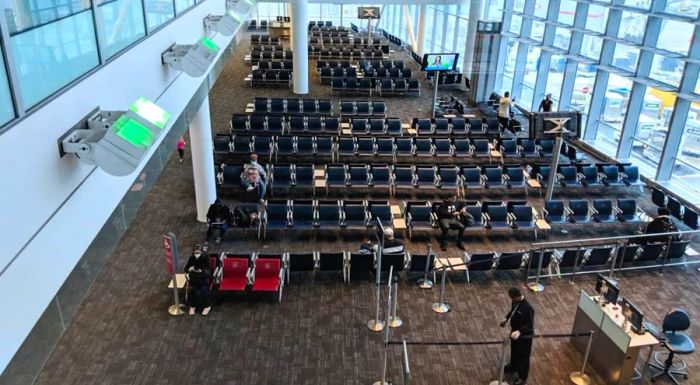 Toronto’s airport was similarly deserted.