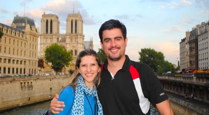 Irma and Rodrigo in Paris, kicking off their European journey.