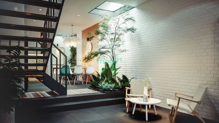 Cách trang trí và lựa chọn vật liệu cho khu vực giếng trời thông gió