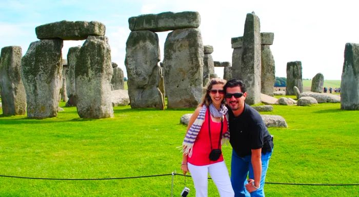 Here they are at Stonehenge, one of the highlights of the couple's UK road trip.