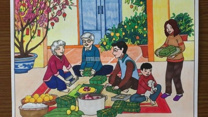 Những ý tưởng vẽ tranh gói bánh chưng ngày Tết đẹp mắt và dễ thực hiện