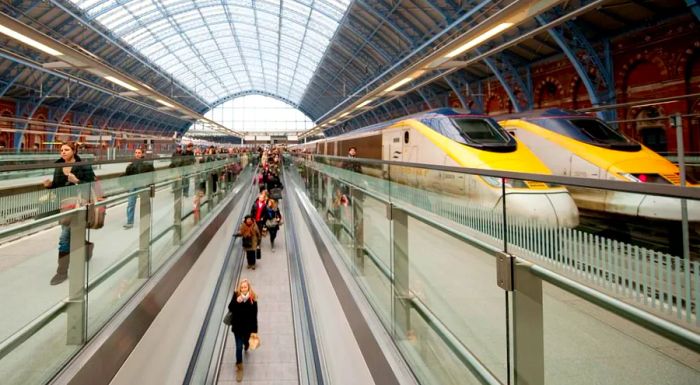 Services from St Pancras now go directly to Amsterdam, as well as continuing to Brussels and Paris.