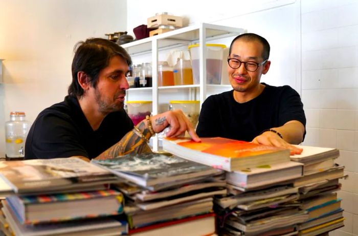 Lefebvre exchanges ideas on ingredients with his friend and Baroo co-owner, Kwang Uh.