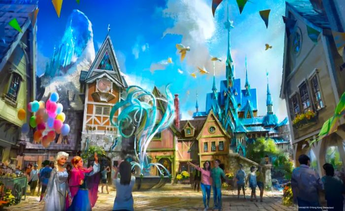 Concept artwork of Arendelle at Hong Kong Disneyland.