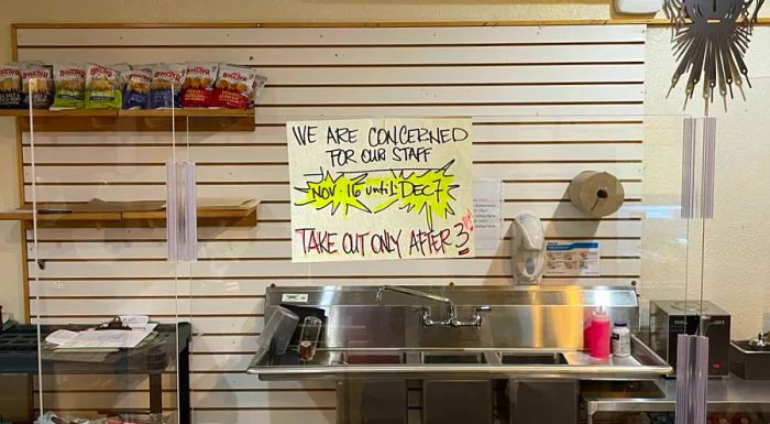 There was no shortage of Covid signage, but the level of compliance with safety measures was less consistent.