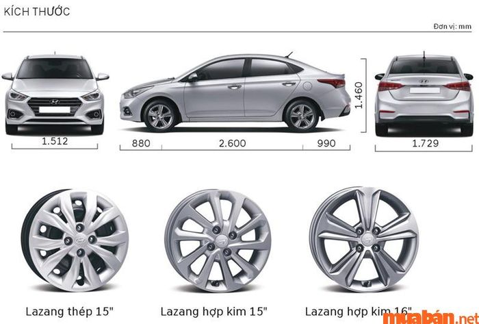 Đánh giá về kích thước xe Hyundai Accent 2022