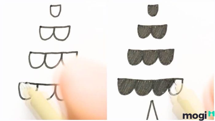 Vẽ cây thông Noel cực kỳ đơn giản từ những hình vảy cá