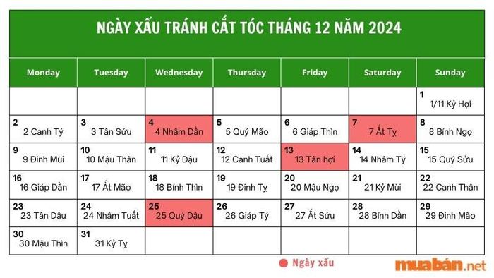 Các ngày xấu trong tháng 12 mà bạn nên tránh khi cắt tóc