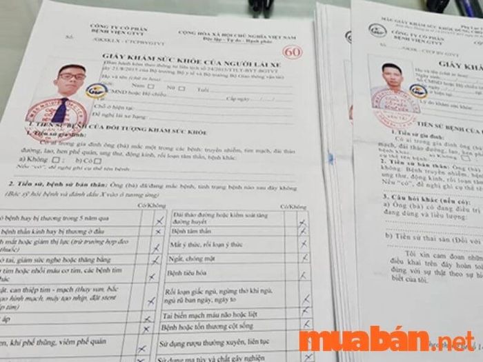 Mẫu giấy khám sức khỏe dành cho người lái xe
