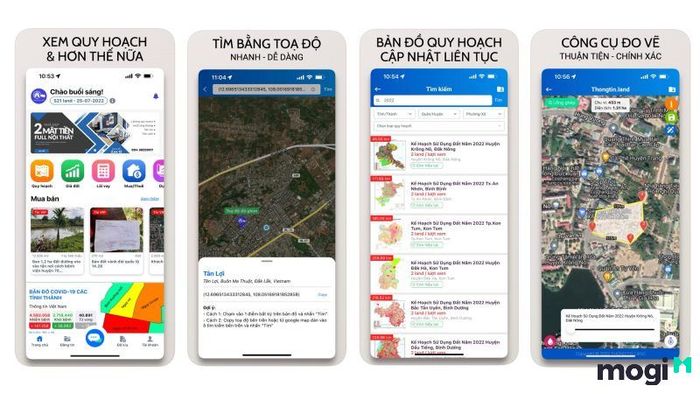 Giao diện của ứng dụng Thongtin.land dùng để tra cứu quy hoạch.