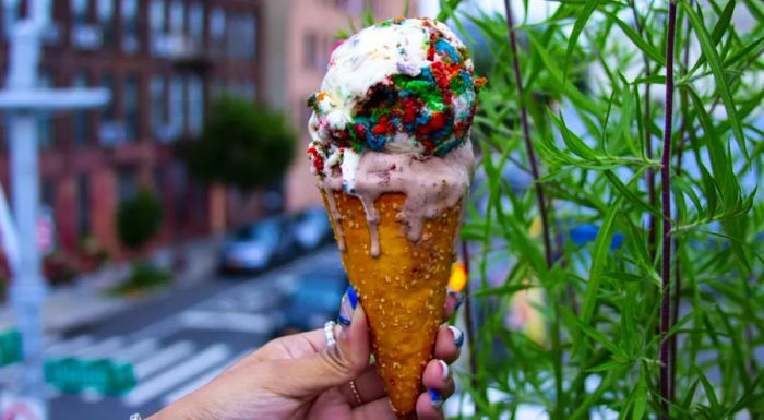 On a scorching summer day, nothing beats two scoops of delicious ice cream served on a salted pretzel cone from Ample Hills Creamery.