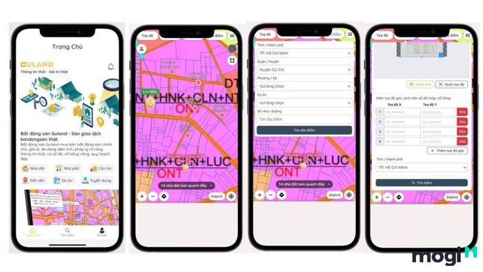 Giao diện ứng dụng Guland để tra cứu quy hoạch