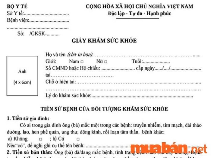 Mẫu giấy chứng nhận sức khỏe lao động