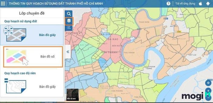 Giao diện của trang web cung cấp thông tin quy hoạch