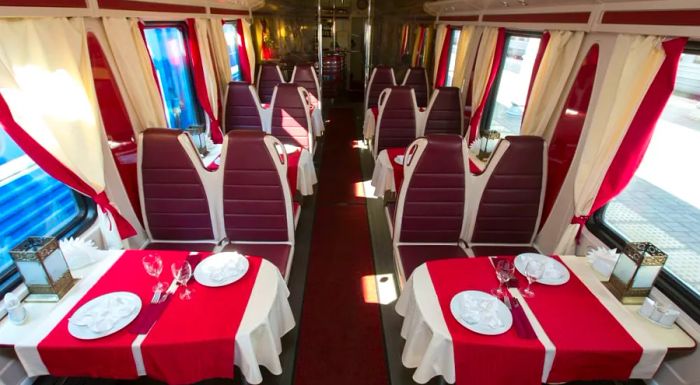 There is also a restaurant car onboard for your dining pleasure.