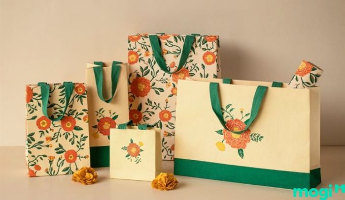 Một sản phẩm tái chế bảo vệ môi trường khác là túi giấy được làm hoàn toàn từ giấy tái sử dụng 100%, thân thiện với thiên nhiên.