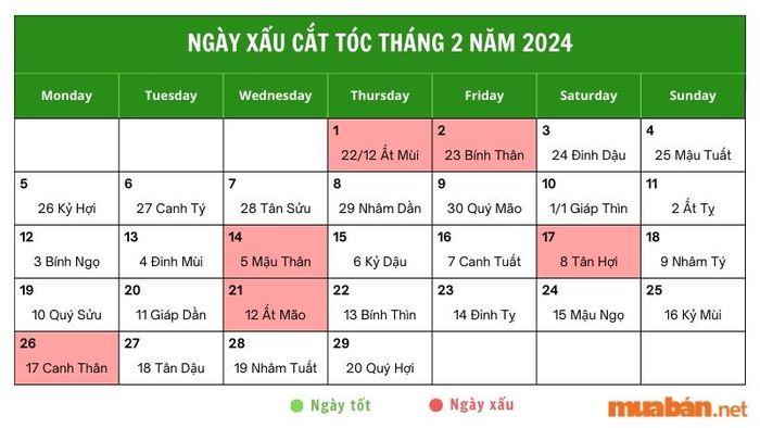 Các ngày xấu trong tháng 2 nên tránh khi cắt tóc