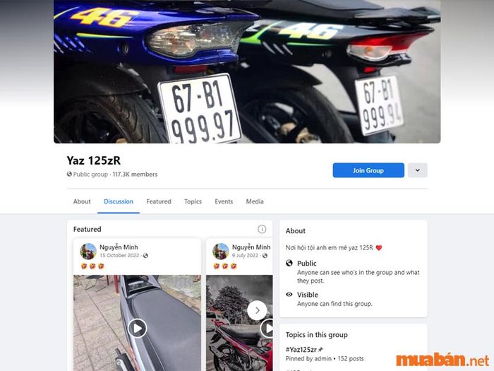 Nhóm chơi xe Yamaha 125ZR trên Facebook