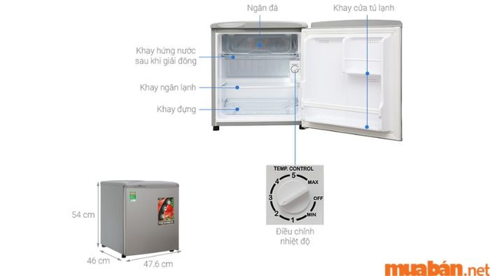 Tủ lạnh Aqua 50 lít AQR-55ER là một trong những mẫu tủ lạnh giá rẻ dưới 2 triệu đáng sở hữu nhất hiện nay.