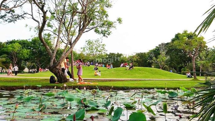 Công viên Hồ Bán Nguyệt nằm trong khu đô thị Phú Mỹ Hưng