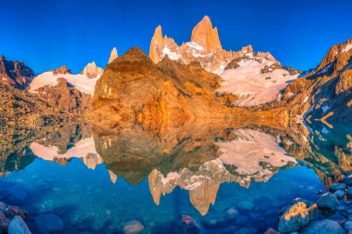 Mount Fitzroy in Argentina’s Patagonia region is yet another breathtaking landscape along their winding journey.