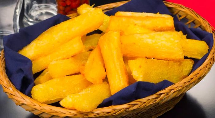 Savor fried cassava in Suriname.