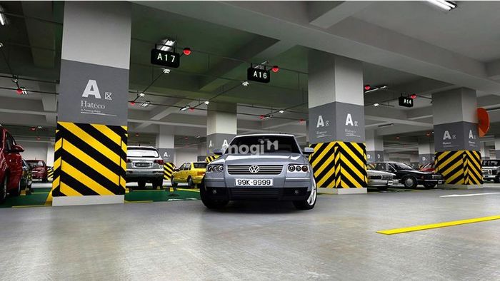 Bãi đỗ xe tại Vincom Đồng Khởi.